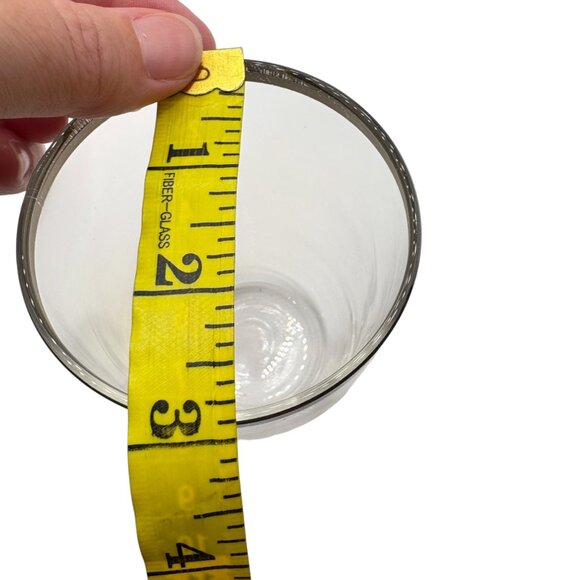 Set Of 4 Vintage MCM Clear Glass Tumblers With Silver Rim 3" Wide - Picture 6 of 6